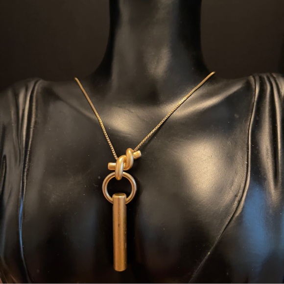 Madewell gold tone chunky statement necklace 30 inches long - Picture 2 of 5